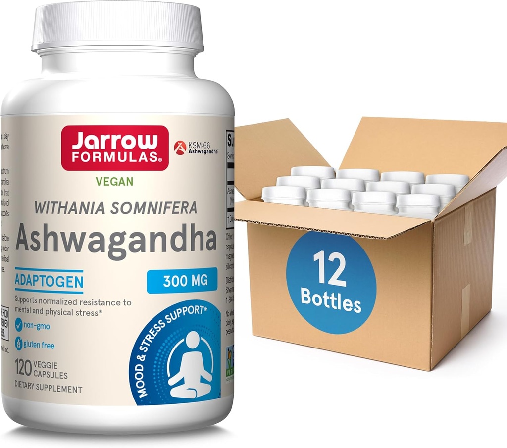 Jarrow Formulas Ashwagandha 300 mg - 120 Veggie Capsules - Genel Sağlık ve Fatigue Direnişi - Tamam Destekler Endurance, Kas Recovery & Cognitive Health - 60 Hizmetler (Pazar 12)