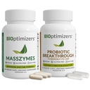 BiOptimizers Digestive Health Bundle – MassZymes Enzymes & Probiotic Breakthrough with Prebiotics – Max Nutrient Absorption, Gut & Immune Support – Energy, Recovery & Clarity – 60 Vegan Capsules