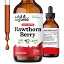 Vahşi & Organik Hawthorn Berry Tincture 600 mg - Sıvı Hawthorne Berry Genel Destek için Tamam - Vegan, Şeker & Alkol Ücretsiz Meyve Ekstraları - 4 fl oz