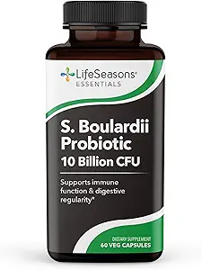 LifeSeasons Essentials S. Boulardii Probiotic - Υποστηρίζει την Ανοσολογική Λειτουργία & Πειθαρχία Κανονικότητα - Προάγει μια υγιή ουλίτιδα & ισχυρότερη ενδοεντερική επένδυση - Ευκολία Διέγερση - Saccharomyces - 60 κάψουλες