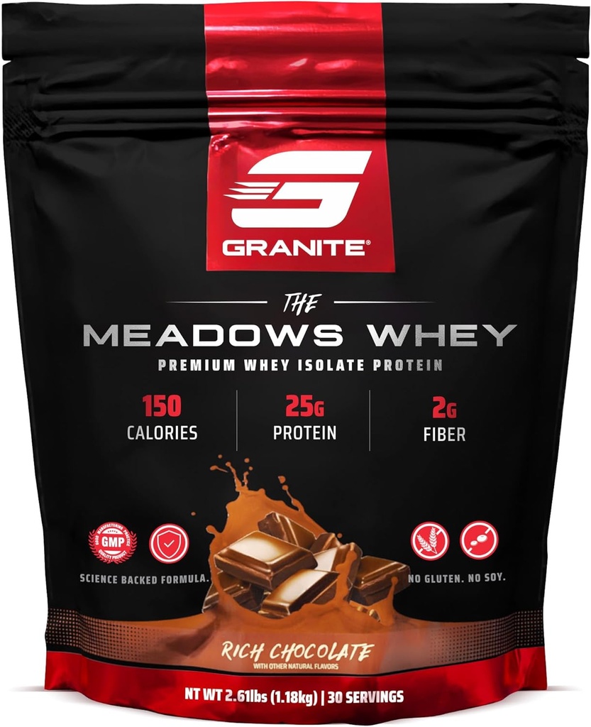 Granite Supplements The Meadows Whey proteini, 150 Calories, 2g Fiber, 1g Sugar (30 hizmet), Rich Chocolate Flavor