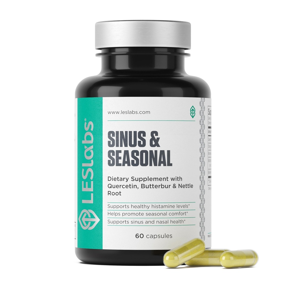 LES Labs Sinus & Seasonal – Sinus Relief, Nasal Health, Balanced Histamine Response, Clear Lungs & αναπνευστική υγεία – Butterbur, Quercetin, Nettle Root & Bromelain – Συμπλήρωμα μη ΓΤΟ – 60 κάψουλες