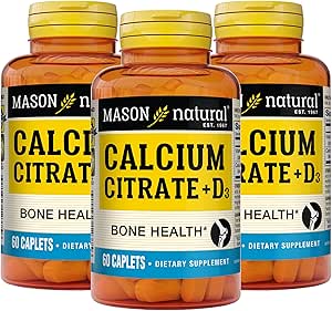 MASON NATURALuba Citrate Plus Vitamin D3, 6 Ay Supply, Kas Fonksiyonları ve Bone Health, 3 Pack