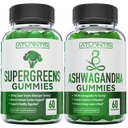Supergreens & Ashwagandha Gummies - Ashwagandha Promotes Calmness & Enhances The Immune System - Delicious Supergreens With Spinach, Broccoli, Beetroot & Green Tea for Immune Support - 60 Gummies