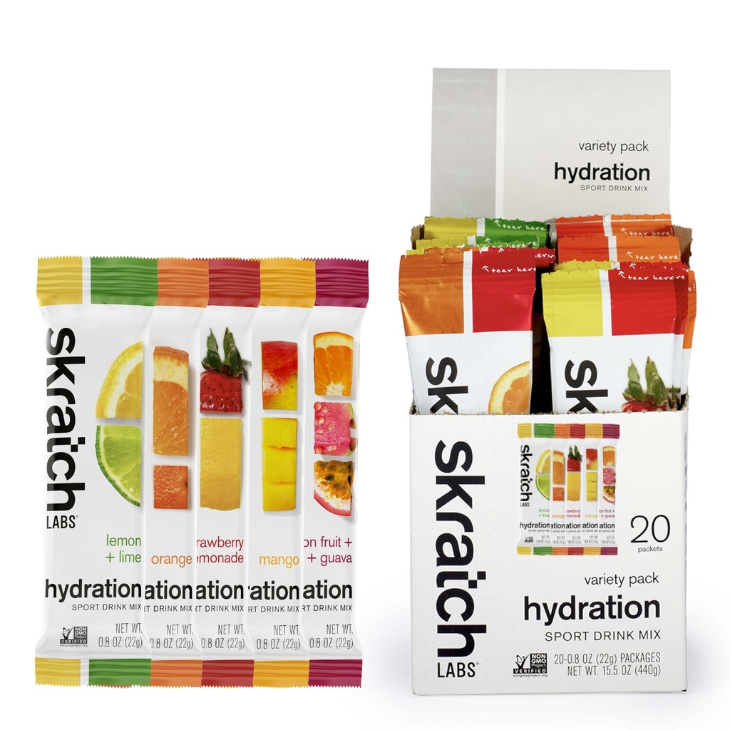 Skratch Labs Hydration Packets - Ενυδάτωση Drink Mix, Variety Pack (20 Single Serving Packets) - Ηλεκτρολύτης Σκόνη Αναπτύχθηκε για Αθλητές και Αθλητικές Επιδόσεις, Χωρίς Γλουτένη, Vegan, Kosher