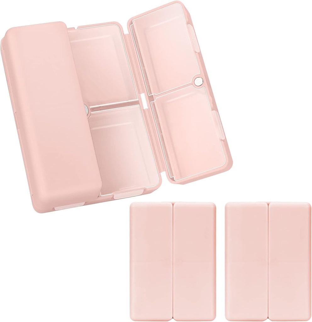 FYY Daily Pill Organizer,2 τεμ 7 Διαμερίσματα Φορητή θήκη χάπια Travel Pill Organizer,[Folding Design] Κουτί χαπιών για το πορτοφόλι τσέπη να κρατήσει βιταμίνες, Cod λάδι ήπατος, συμπληρώματα και φαρμακευτική αγωγή-Pink