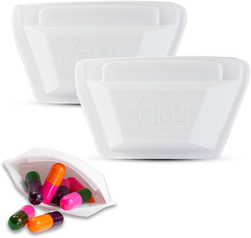 GMS Squeezable Pocket Pill Case - Small, hafif Pill Organizer Seyahat için ideal - Güvenli Tıplar - Kolay Fuss-Free Access ile Sturdy Design - 2 Perfect Pocket Dimensiond & Discreet - 2 Pack Pocket