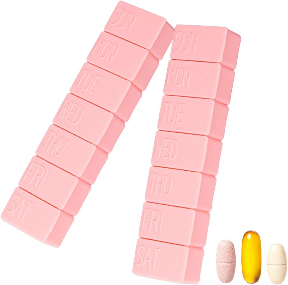 Sanderala 2Pack Weekly Pill Organizer, Extra Large 7 Days Pill Cases, Daily Pill Box για ιχθυέλαιο, συμπληρώματα δισκίων ασβεστίου και άλλα χάπια βιταμίνης