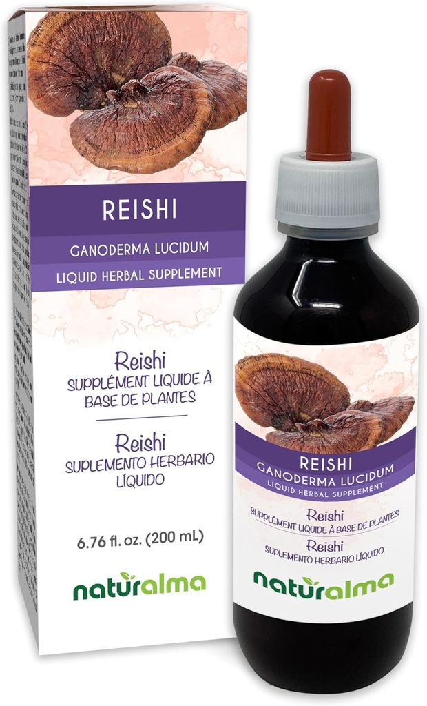 Naturalma Reishi (Ganoderma divistum) Fungus ή Mushroom Alcohol-free Βάμμα - 6.76 fl oz Liquid Extract in Drops - συμπλήρωμα βοτάνων - Vegan