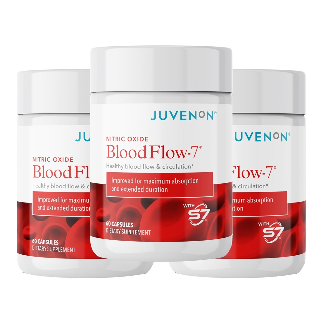 Juvenon BloodFlow-7 Nitrik Oksit Supplement ile Nitrosigine 180 Kont (Pack of 3)