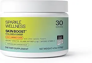 Sparkle Wellness VERISOL Bioactive Hydrolyzed Collagen Peptides | Collagen Toz Supplement with Vitamin C for Skin, Hair & Nail Health | Skin Boost (Acai Lemonade) [30-Serves]