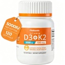 Vitamin D3 K2 5000IU 100mcg MK-7 — Multi-Supplement for Bone, Immune & Heart Health Support, Gluten Free Non-GMO Keto-Friendly Softgels, 120 Count (4-Month Supply)