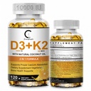 Vitamin D3 K2 Supplement with Vitamin D3 10000 IU, 200 mcg Vitamin K2 MK-7 & Natural Coconut Oil, Plant Based 2-1 Formula for Bone, Teeth, Muscle and Immune Health Support,120 Softgel Capsules