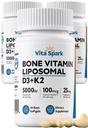 Vitamin D3 K2 - Liposomal Bone Vitamins Supplement, 5000IU D3, 100mcg K2 MK7 & Magnesium for Women and Men | Supports Bone, Teeth, Heart, Immune and Vascular Health*, 90 Days Mini Softgels