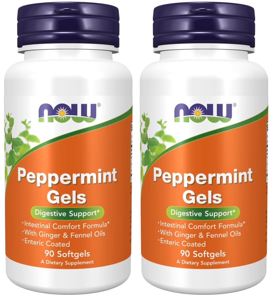 Şimdi Gıdalar Peppermint Gels ile Ginger & Fennel Oils, 90 Softgels (Pack of 2)