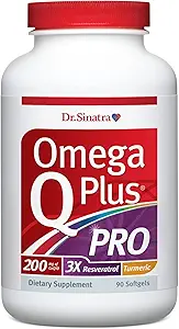 Dr. Sinatra Omega Q Plus PRO - Profesyonel Güçlü Kalp ve Sağlıklı Ağlama Desteği 200 mg of CoQ10 ve 90 mg of Resveratrol Optimal Hücreleri Enerji Üretimi (90 yumuşakgels) için