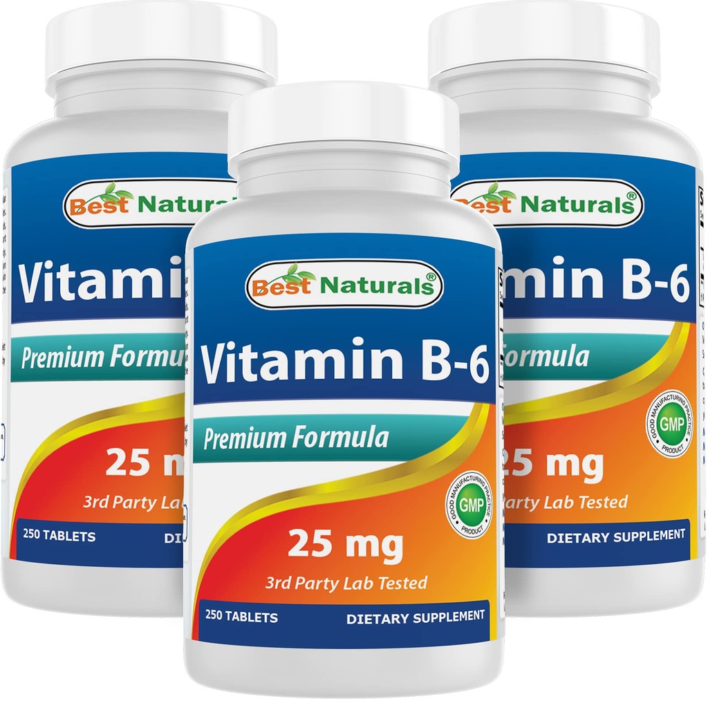 Best Naturals Βιταμίνη B6 25mg 250 δισκία (250 Count (Pack of 3))