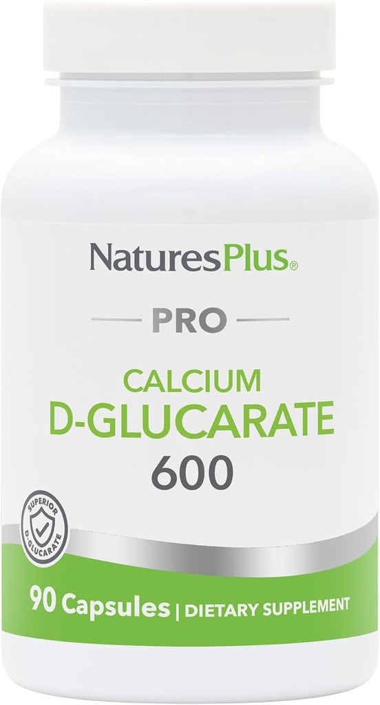 NaturesPlus PRO D-Glucarate ασβεστίου (CDG) 600 mg - 90 Κάψουλες - Μη ΓΤΟ, Vegan, Χωρίς γλουτένη, Χωρίς σόγια - 90 Σερβίρεις