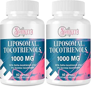 Liposomal Tocotrienols Supplement 1000 mg, Vitamin E, Gelişmiş Formula% 95 Delta-Tocotrienols &% 5 Gamma-Tocotrienols - 60 Softgels (2 Şişe)