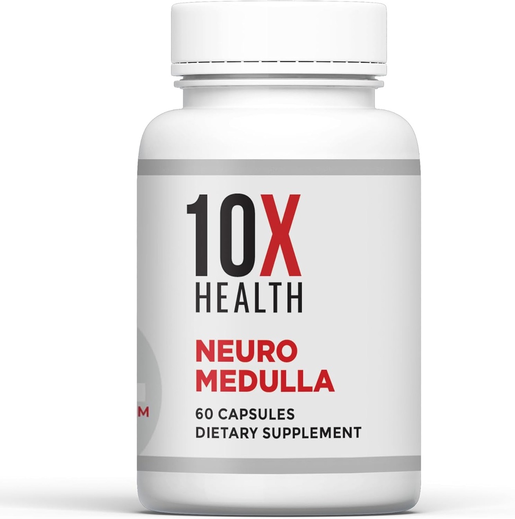 10X Health Neuro Medulla Brain Supplement - Nootropics Brain Support Supplement for Brain, Memory and Focus - Συμπληρώματα μνήμης με βιταμίνη Β1 & Β3, Ψευδάργυρος, Ginkgo Biloba & More - 60 Κάψουλες