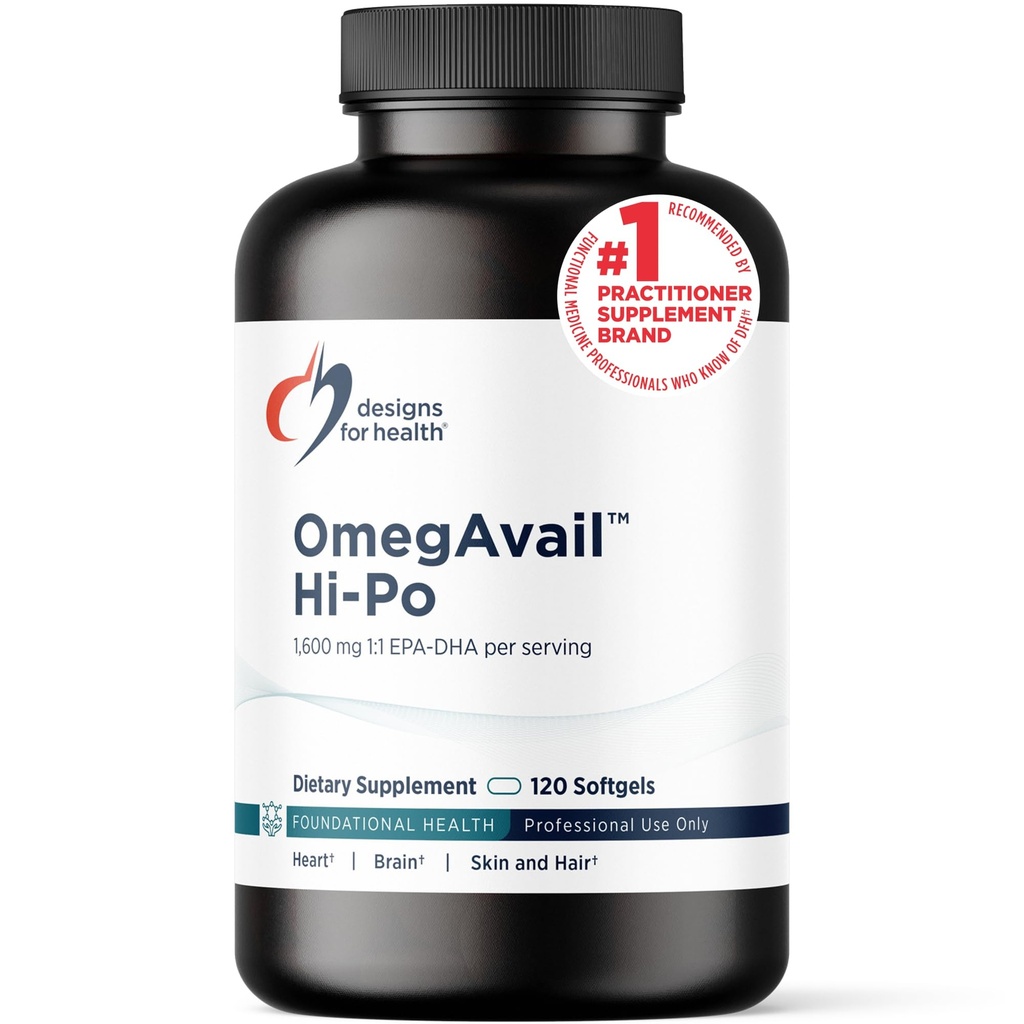 Sağlık OmegAvail Hi-Po için tasarımlar - TG (Triglyceride) Omega-3 Fish Oil Supplement, 1600 mg EPA / DHA Limon + Vitamin E ile Mini Fishy Taste (120 Softgels)
