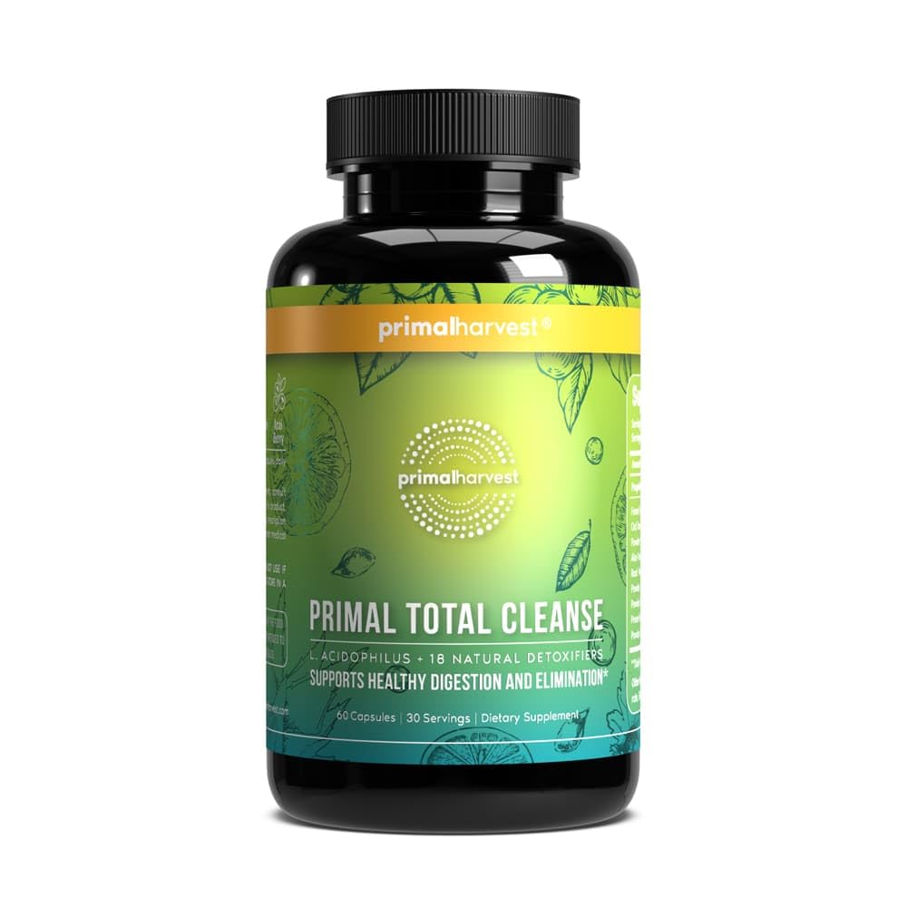 Primal Harvest Full Body Detox Cleanse, Liver,Kidney,Gut,Bowel,Intestinal, & Stomach Cleanse, 60 Şişe