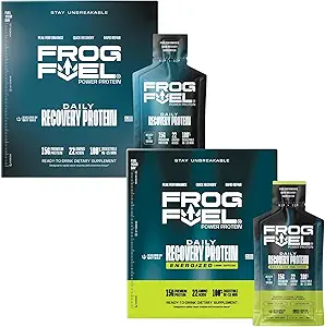 Frog Fuel Power Regular & Power Energized Complete protein Shot Sche, 15g Protein Nano-Hydrolyzed Grass Fed Collagen, Post Workout, Fat & Sugar Free, 22 Amino Acids, Berry, 1 oz Packets, 48 Packets,