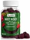 YUM-V'S Beet Root Gummies with Tart Cherry Extract - Berry Flavor Beetroot Gummies - Beet Chews for Blood Circulation and Antioksi Support - Red Beets Gummies (Berry 60 Kont)