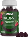 YUM-V'S Beet Root Gummies with Tart Cherry Extract - Berry Flavor Beetroot Gummies - Beet Chews for Blood Circulation and Antioksi Support - Red Beets Gummies (Berry 60 Kont)