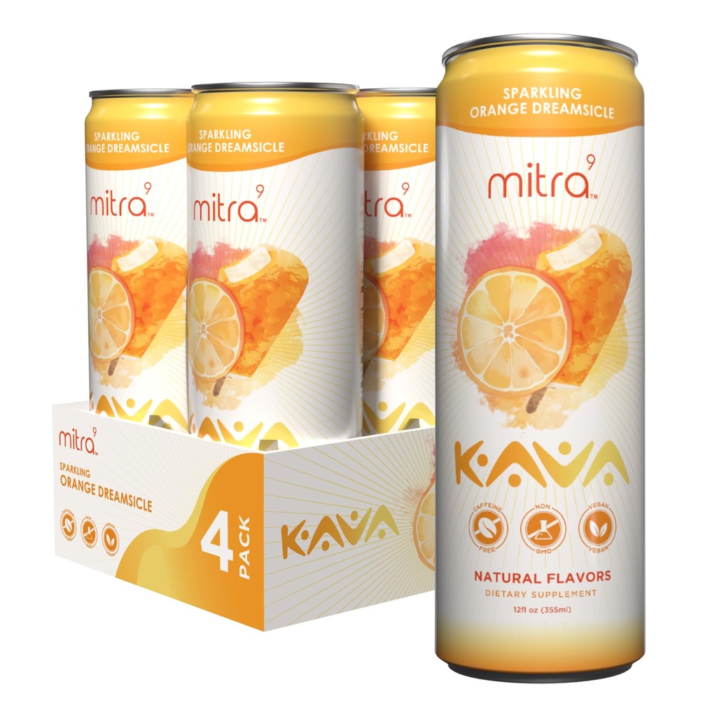 MITRA9 İçecek Botanikleri - Tatlı Dreamsicle Sparkling Kava Drink With Kava Root Extract - Mood Advancedr - Plantive - Doğal Calm & Clarity (12 Fl. Oz) (4)