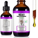 Liquid Multivitamin for Cat, 15 in 1 Cats Multivitamin Liquid Drops Supplements for Skin & Coat, Heart Health, Bones and Joint, Cat Vitamins with Glucosamine and MSM, Immune System Support -60ml