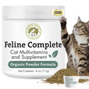 Wholistic Pet Organics Feline Complete - 4 oz - Organic Cat Multivitamin + Probiotic Supplement for Overall Health, Skin & Coat Support - Cat Vitamins for Cats Health - Kitten & Senior - 37 Scoops