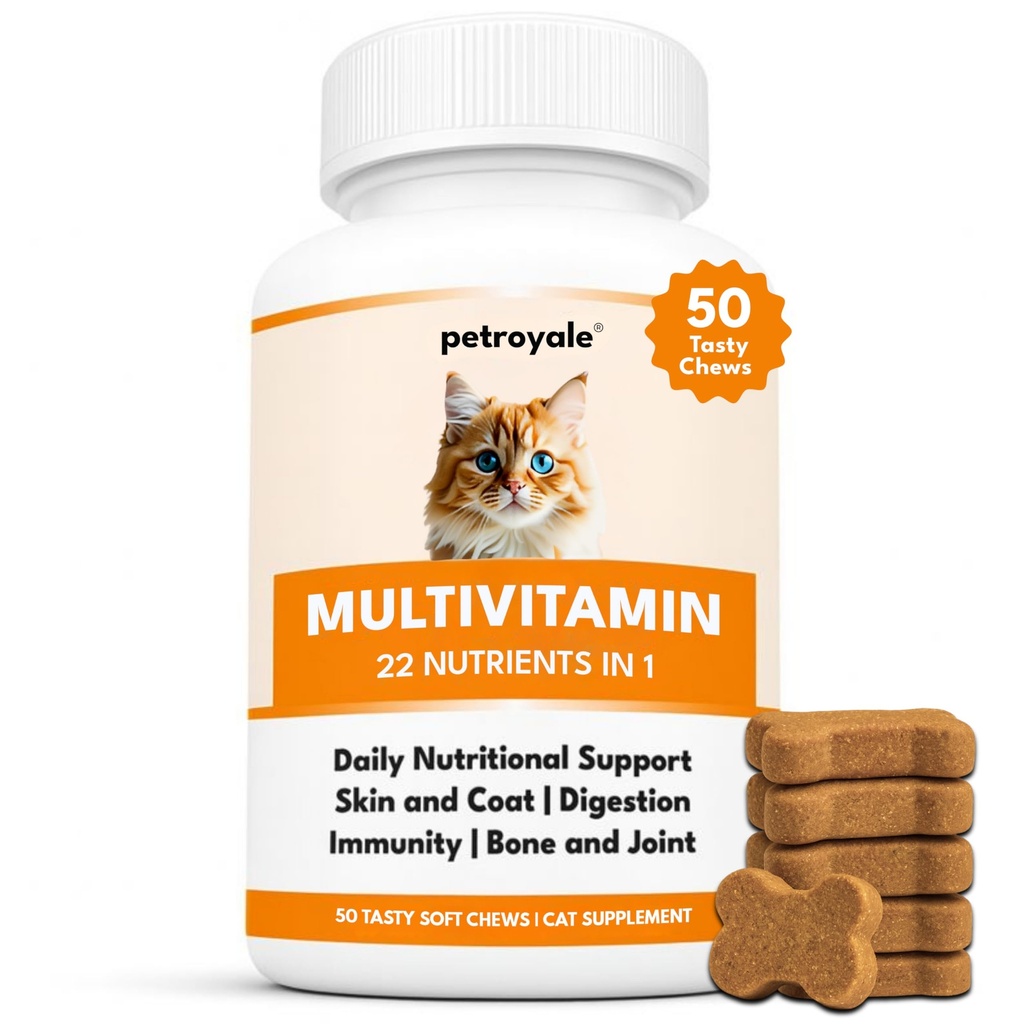 22 in 1 Multivitamin Chews for Cats - Taurine Cat Multivitamin & Omega Supplement - Multi Vitamins for Cats Health with Taurine Cat Vitamins for - Skin, Coat, Immunity & Digestion Support