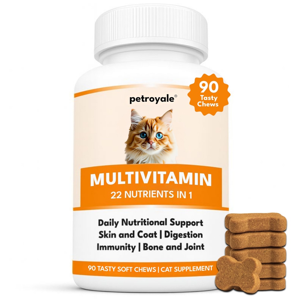 22 in 1 Multivitamin Chews for Cats - Taurine Cat Multivitamin & Omega Supplement - Multi Vitamins for Cats Health with Taurine Cat Vitamins for - Skin, Coat, Immunity & Digestion Support