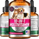 10 in 1 Pet Vitamins for Dogs, Cats, Puppies and Kittens - Made in USA - Glucosamine and Multivitamin Supplement - Joint, Immune and Skin Health Support - 2 Fl Oz