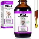 Cat Vitamins, 15 in 1 Cat Multivitamin Liquid Drops, Cats Vitamins and Supplements with Glucosamine and Probiotics, Vitamin for Cats Skin Coat, Immunity, Gut Digestion, Joint, Heart, 60ML