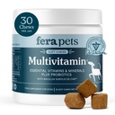Fera Pets Dog Multivitamin Chews with Glucosamine and Probiotics - Essential Dog Vitamins & Minerals - Promotes Healthy Digestion & Joints - Boosts Skin & Coat Health with Omega-3s - 30 Soft Chews
