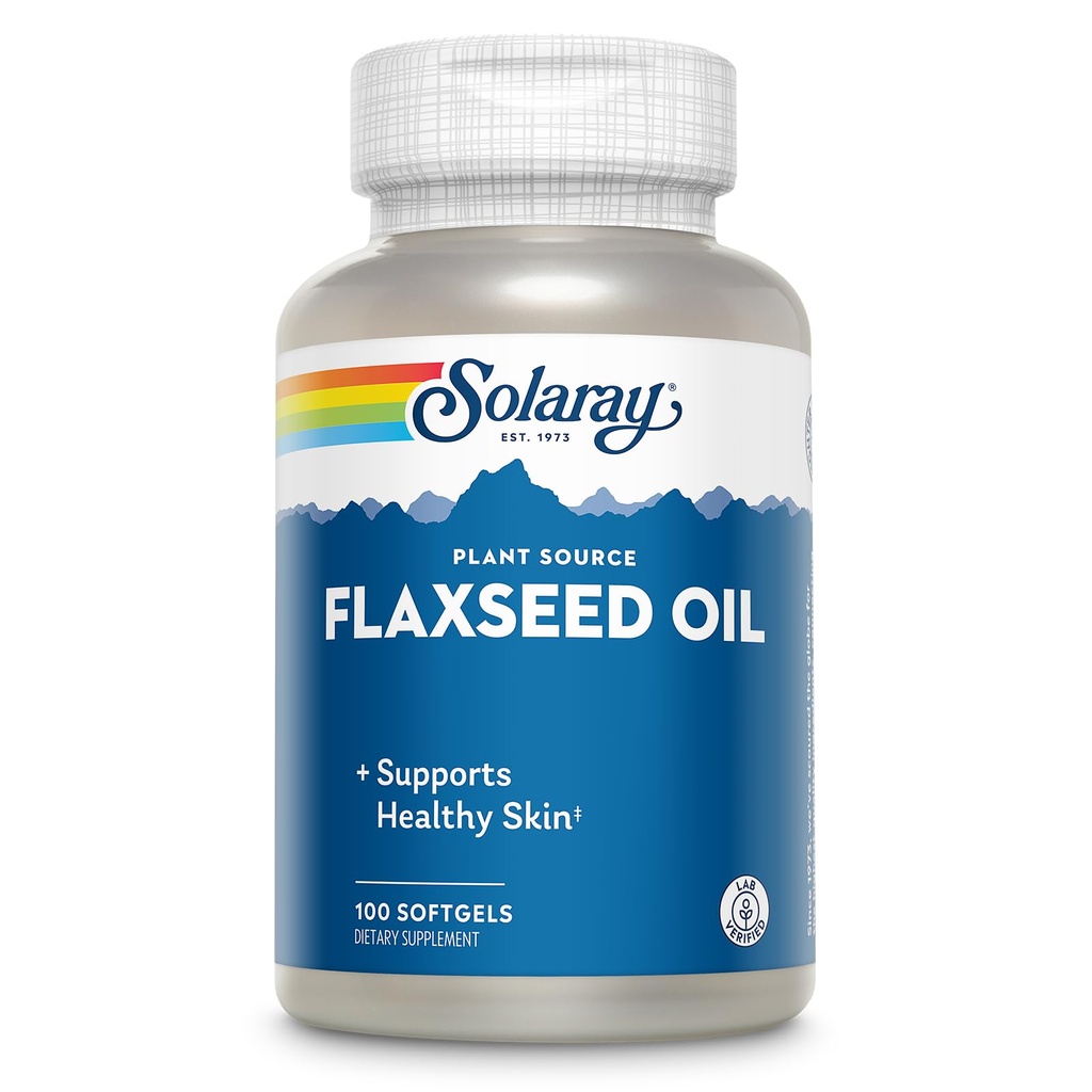 SOLARAY Flaxseed Oil 3000 mg with Omega 3 6 9, Flax Tohum Yumuşakgels for Skin Health, Triple Omega Supplement, Non-GMO, Gluten Free, Lab TY - 60 Günlük Garanti - 33 Hizmet, 100 Softgels