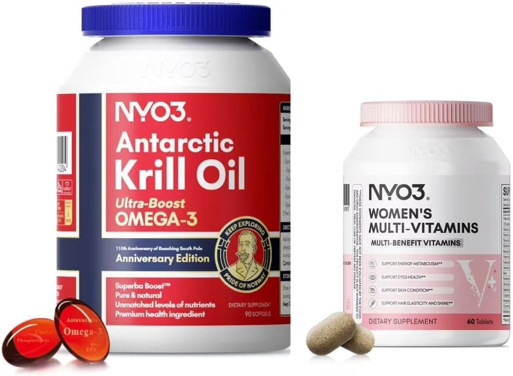 NYO3 Krill Oil Omega 3 ve Kadınlar için Multivitamin, 2 Pack