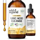 Wild & Organic Uric Acid Cleanse Drops - Tart Cherry, Turmeric, Chanca Piedra Stone Breaker Kompleks for Kidney Cleanse - Uric Acid Support Supplement - Vegan, Sugar & Alkol-Free Tincture - 2 oz