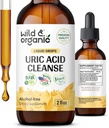Wild & Organic Uric Acid Cleanse Drops - Tart Cherry, Turmeric, Chanca Piedra Stone Breaker Kompleks for Kidney Cleanse - Uric Acid Support Supplement - Vegan, Sugar & Alkol-Free Tincture - 2 oz