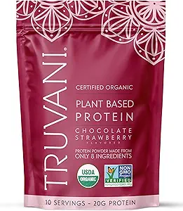 Truvani Vegan Pea Protein Toz | Chocolate Strawberry | 20g Organik Plant Temel Protein | 10 Servisler | Keto | Gluten & Dairy Free | Low Carb | Ek Olmayan Şeker