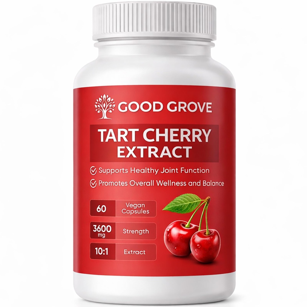 Tart Cherry Capsules, Tart Cherry Extract 3600MG Per Serving, Daily Antioxidant Supplement for Physical Health and Immune Support, Non-GMO, Gluten Free, 60 Counts