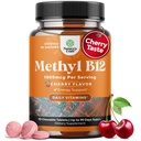 Chewable B12 Vitamin 1000mcg - Vitamin B12 for Brain Function & Energy - Uplift Mood with Methylcobalamin - Bone & Eye Health - Supports Mental Clarity & Skin Care - Cherry Flavor - 60 Count
