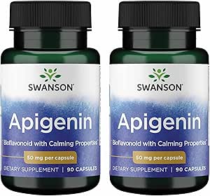 Swanson Apigenin-Bioflavonoid Supplement Natural Prostate Support-Metabolism & Nerve Health Support-Can Support Sleep & Relaxation 90 Caps, 50mg Her 2 Pack