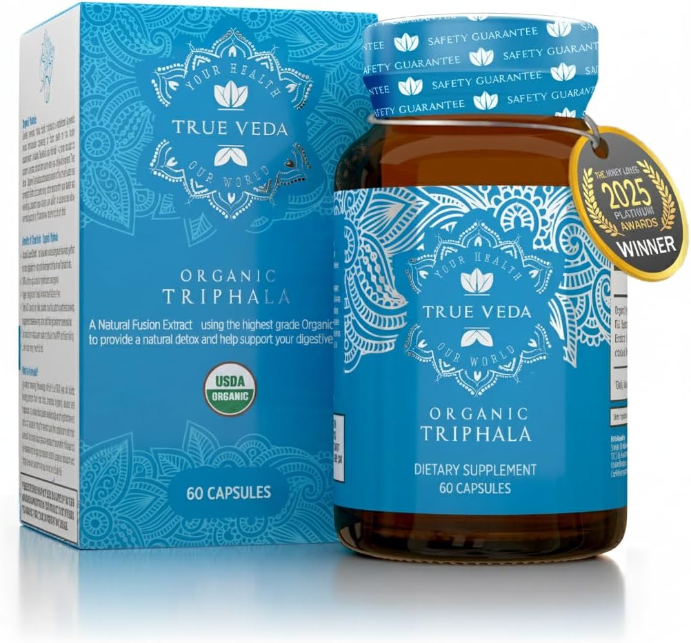 Triphala Capsules – USDA Organic Certified | Vegan Triphala Tablets | 100% Natural Herbal Triphala Guggulu Supplement | Natural Fusion Extract Potency | Ayurveda | 60 Caps | Trifala Churna