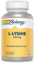 SOLARAY L Lysine 500 mg Capsules - Free-Form Essential Amino Asits Supplement - L-Lysine Amino Asit ile Güçlü Sağlık Desteği - Lab TY, 60 Günlük Garanti, 120 Hizmet, 120 VegCaps