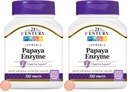 21st Century Papaya Enzyme Chewable (100 Count), Papaya & Pineapple Digestive Enzymes for Gut Health, Tropical Flavor, Non-GMO, Gluten-Free, No Added Salt, Artificial Flavors (Pack of 2)