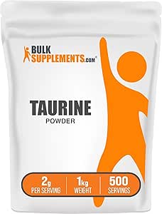 BulkSupplements.com Ταυρίνη σε σκόνη - συμπλήρωμα ταυρίνης, Amino Acid συμπλήρωμα για την ενέργεια - Χωρίς γεύση και γλουτένη, 2g ανά υπηρεσία, 1kg (πακέτο των 5) (11 lbs)