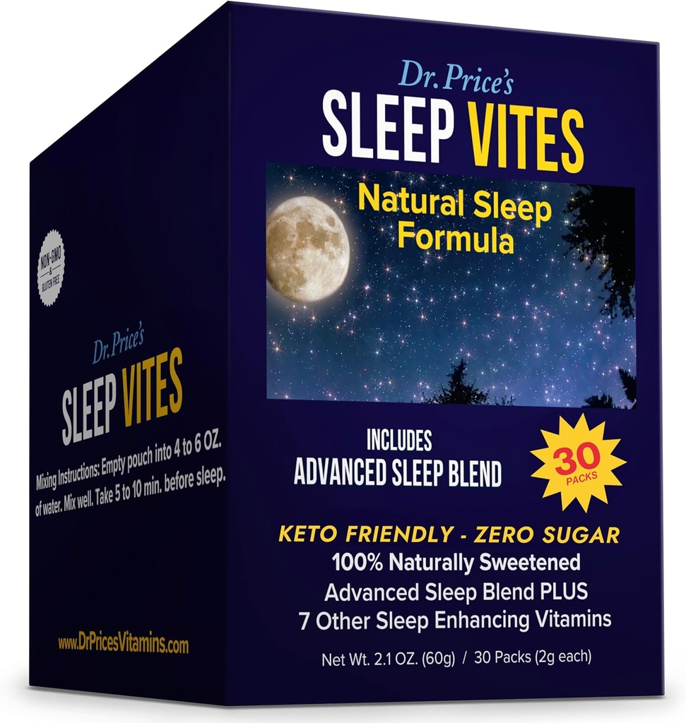 Βιταμίνες Dr. Price Natural Sleep Aid - Συμπλήρωμα ύπνου - Μελατονίνη για τον ύπνο - 30 Πακέτα - Βοηθήματα ύπνου Ενήλικες, Τρυπτοφάνη, Ηρεμία σκόνη μαγνησίου, μη υπνηλία υποστήριξη ύπνου